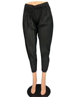 Vintage Christian Dior Black Plissé Pleated Balloon Leg Pants Size Medium